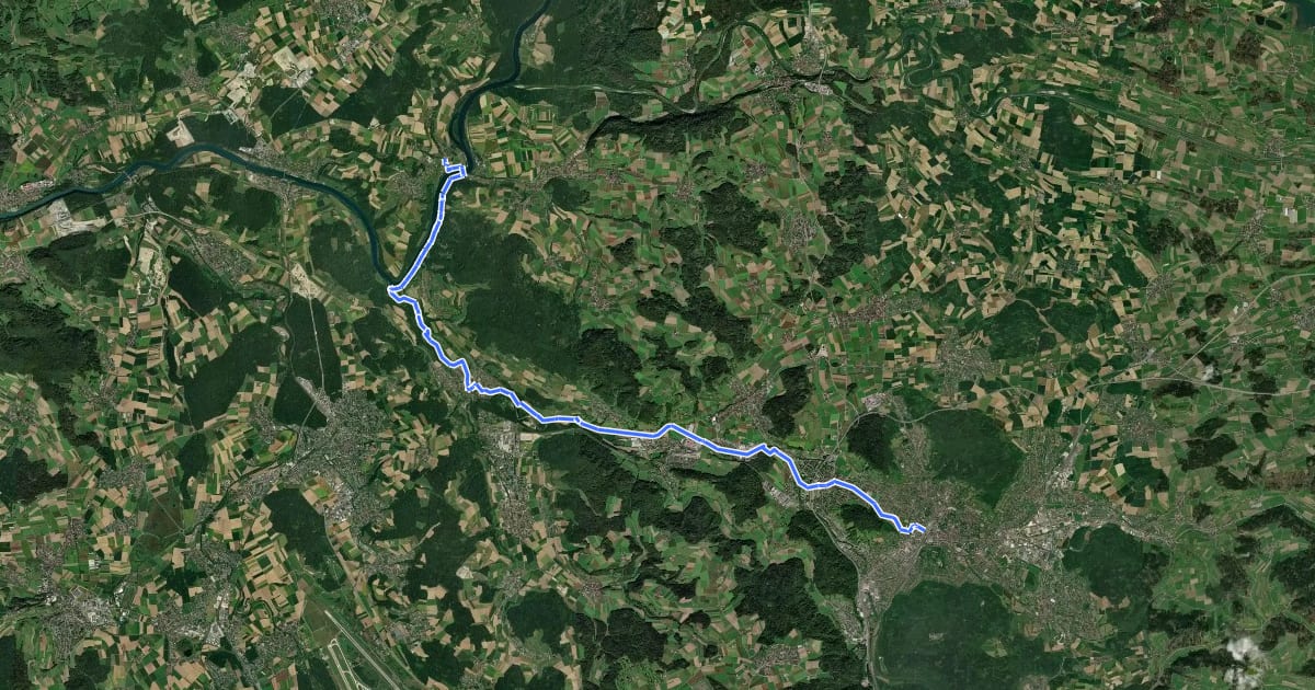 Маршрут Tössegg-Klettgau-Weg на спутниковом снимке