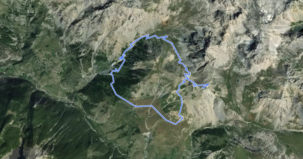 Маршрут Tête de Viraysse (2 772 m) на спутниковом снимке