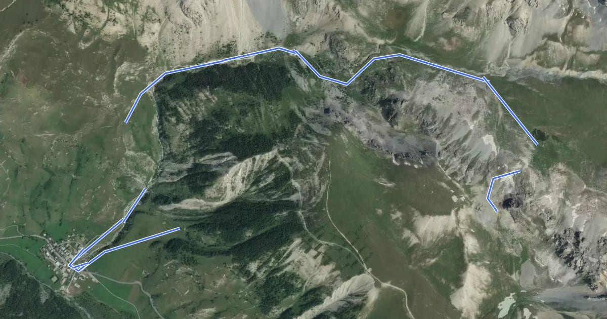 Маршрут Tête Dure (2 629 m) на спутниковом снимке