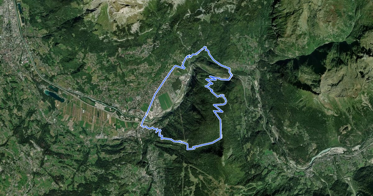 Маршрут Tête Noire par le col de la Forclaz на спутниковом снимке