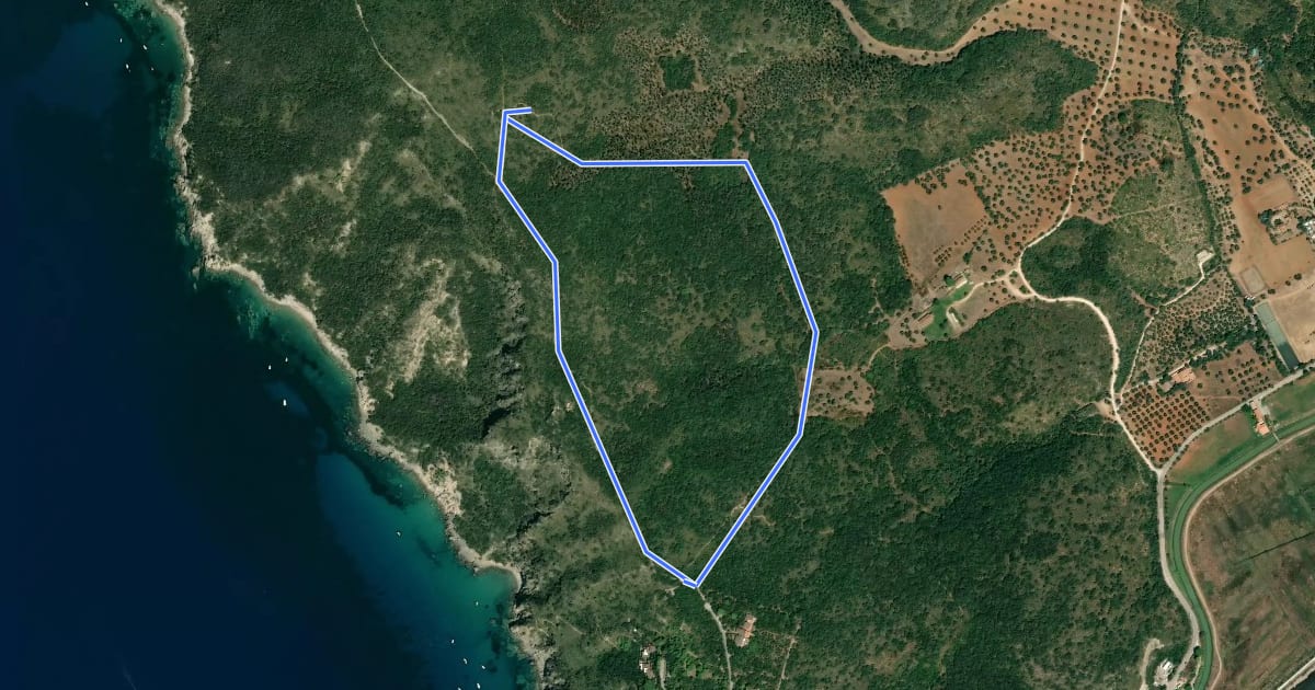 Маршрут T1 Punta del Corvo на спутниковом снимке