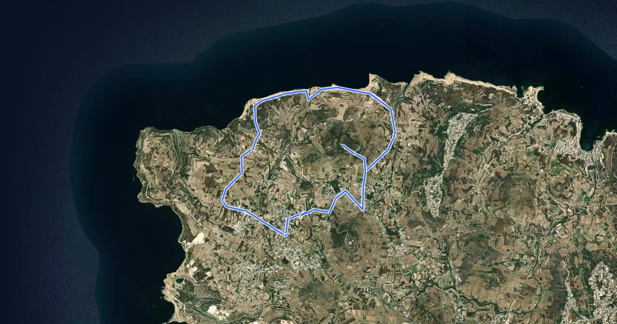 Маршрут Ta' Ġurdan Walk на спутниковом снимке