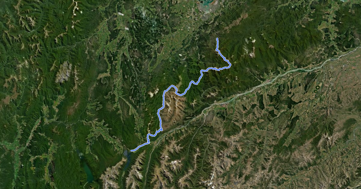 Маршрут TA07a Richmond Alpine Track на спутниковом снимке