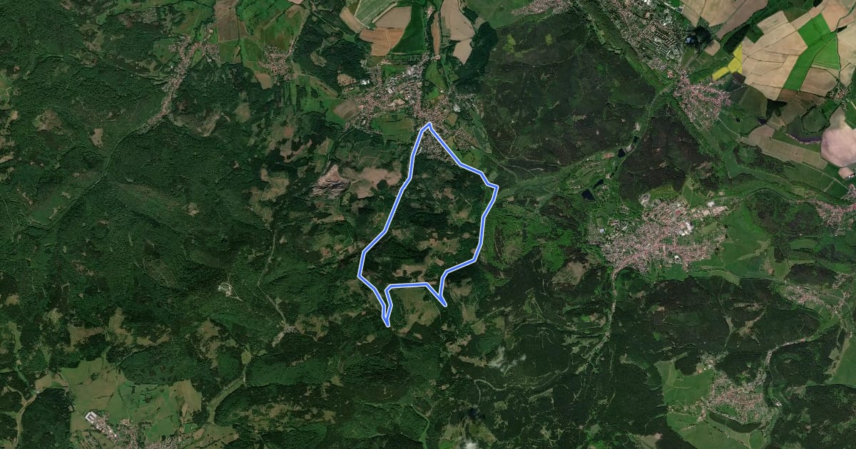 Маршрут Tabarz: Rundwanderweg 2 на спутниковом снимке