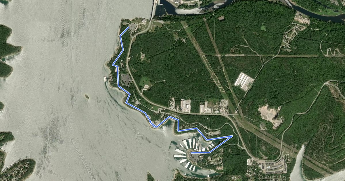 Маршрут Table Rock Lakeshore Trail на спутниковом снимке