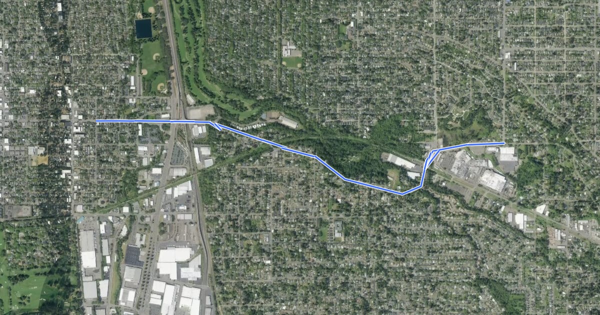 Маршрут Tacoma / Johnson Creek / Harney Bike Boulevard на спутниковом снимке
