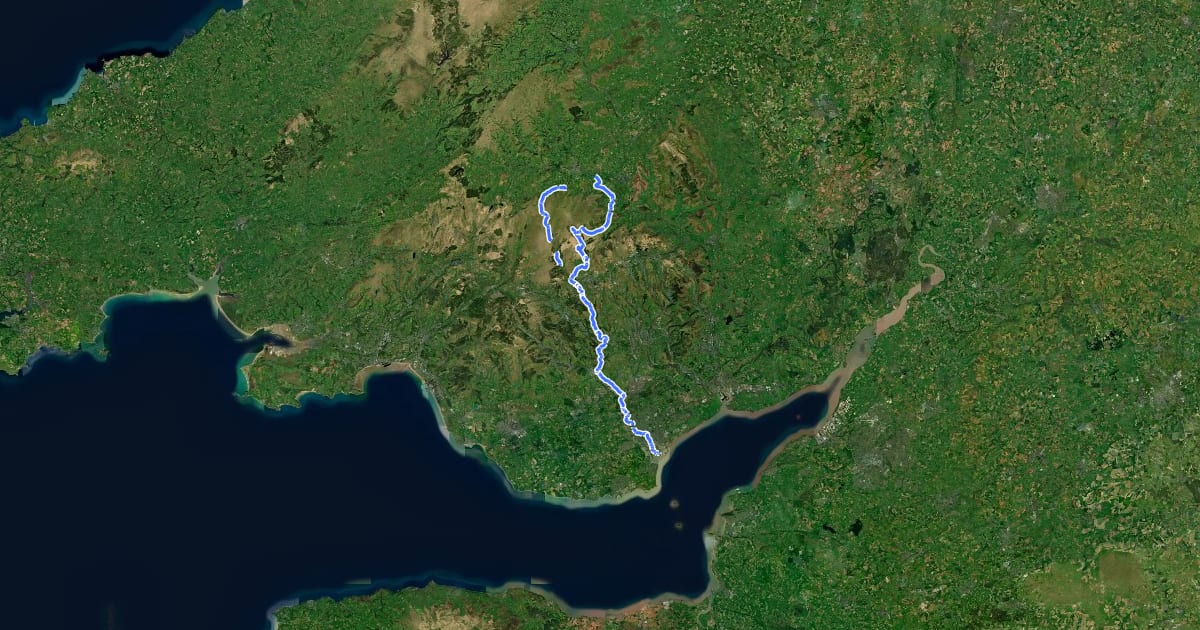 Маршрут Taff Trail на спутниковом снимке