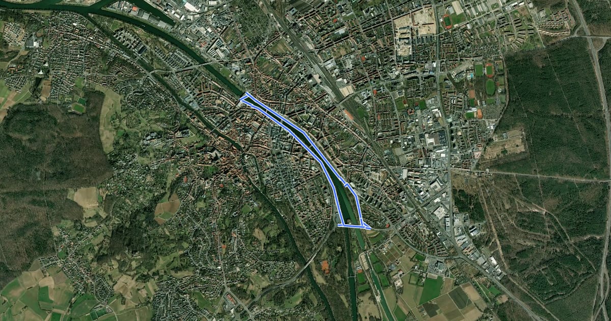 Маршрут Tag und Nacht Trainigsstrecke Weltkulturerbelauf Bamberg на спутниковом снимке