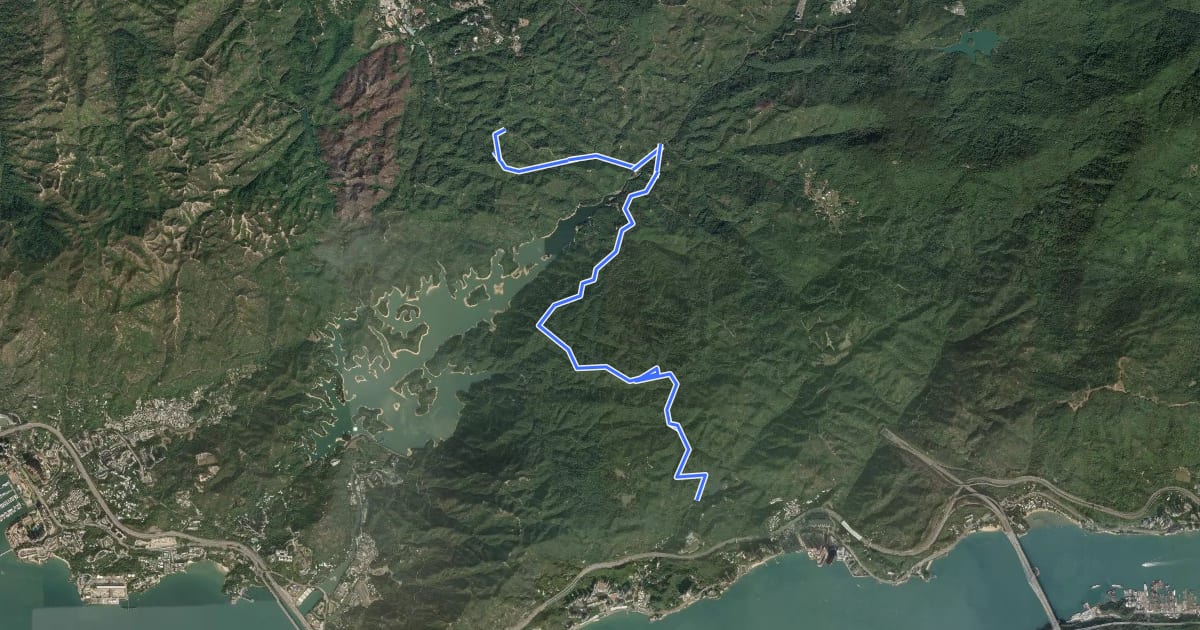 Маршрут 大欖自然教育徑 Tai Lam Nature Trail на спутниковом снимке