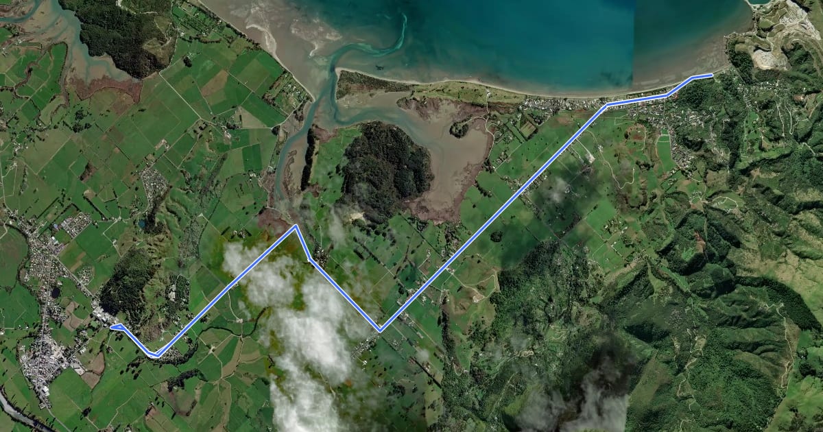 Маршрут Takaka Pohara Shared Pathway на спутниковом снимке