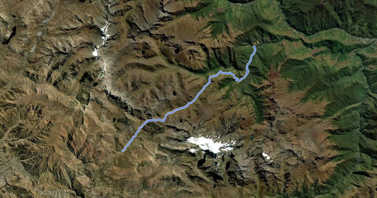 Маршрут Takesi Inca Trail на спутниковом снимке