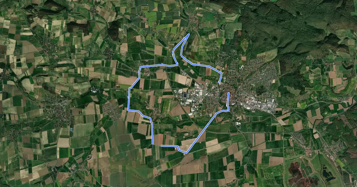 Маршрут Talauen-Radweg на спутниковом снимке