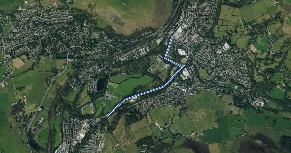 Маршрут Tameside Way на спутниковом снимке