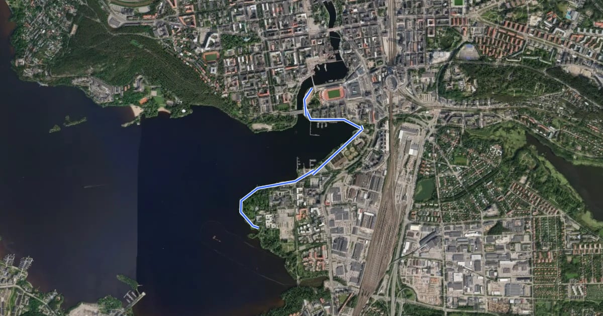 Маршрут Tampere Parkrun на спутниковом снимке