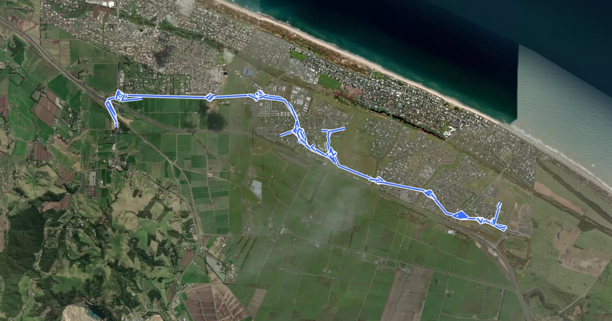 Маршрут Tara - Te Okuroa Cycleway Link на спутниковом снимке