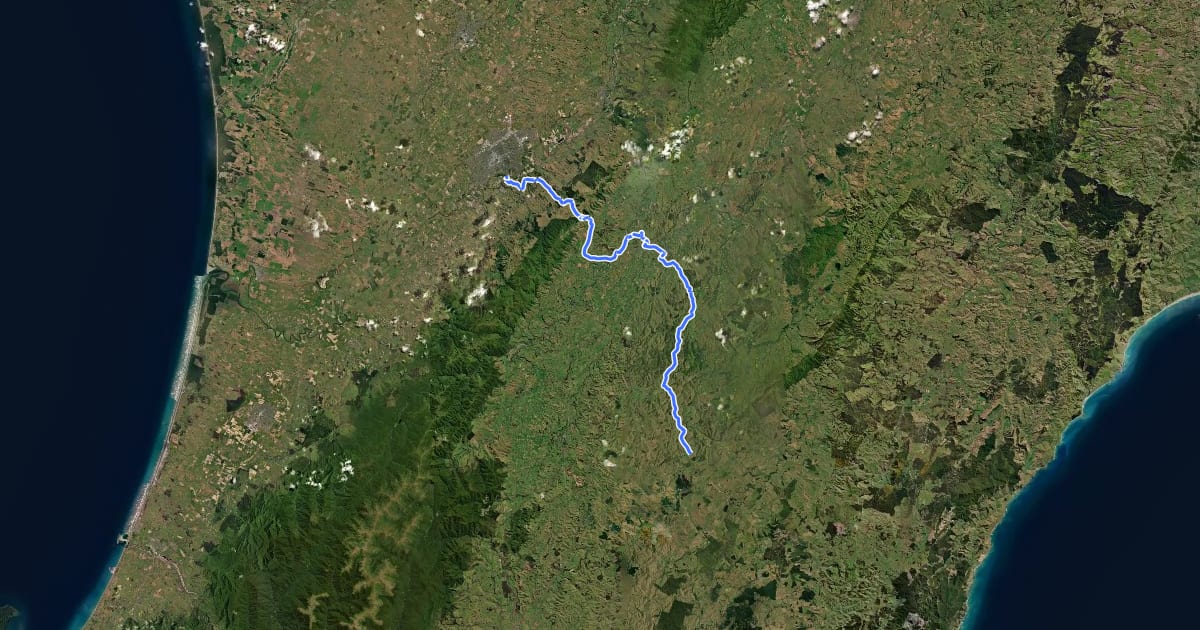 Маршрут Tararua Traverse на спутниковом снимке