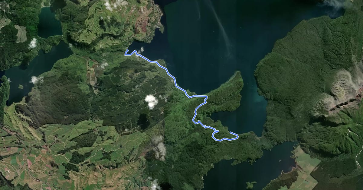 Маршрут Tarawera Trail на спутниковом снимке