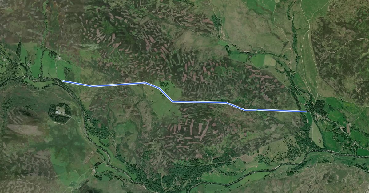 Маршрут Tarfside to Invermark Path на спутниковом снимке