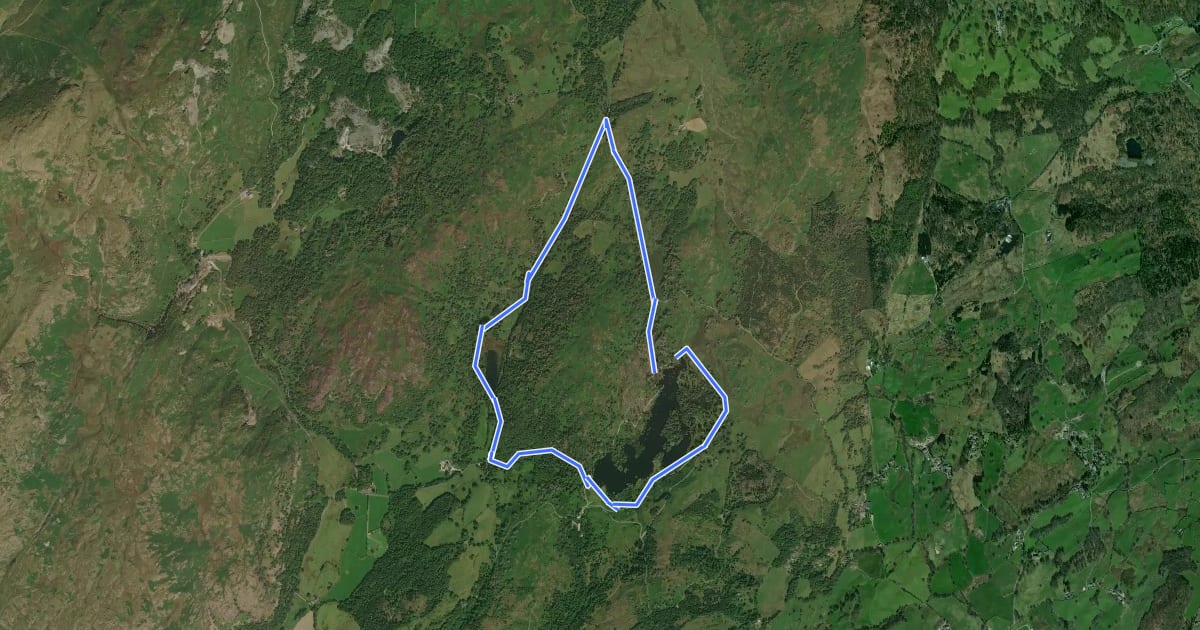 Маршрут Tarn Hows Ranger Run, Tarn Hows and Coniston, South Lakes Outdoors на спутниковом снимке