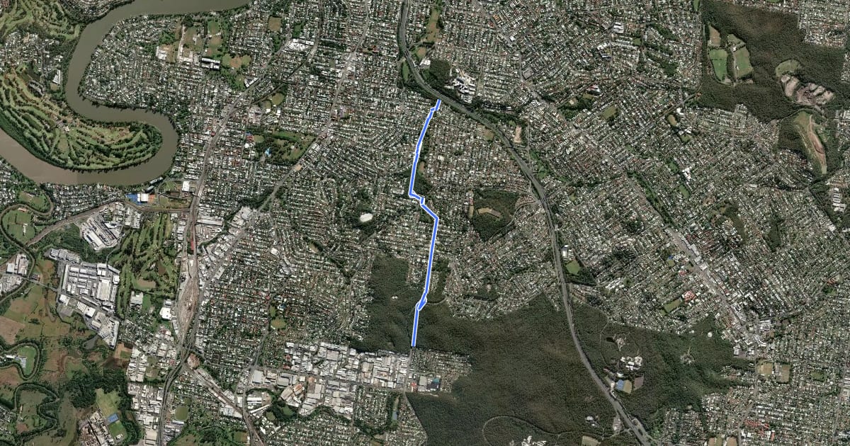 Маршрут Tarragindi Bikeway на спутниковом снимке