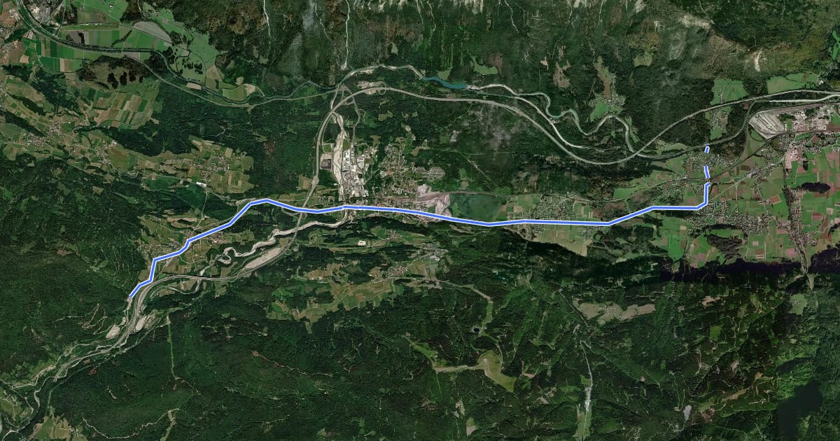 Маршрут Tarvis Radweg на спутниковом снимке
