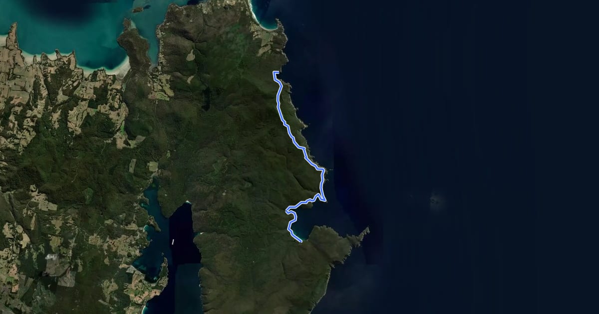 Маршрут Tasman Coastal Trail на спутниковом снимке