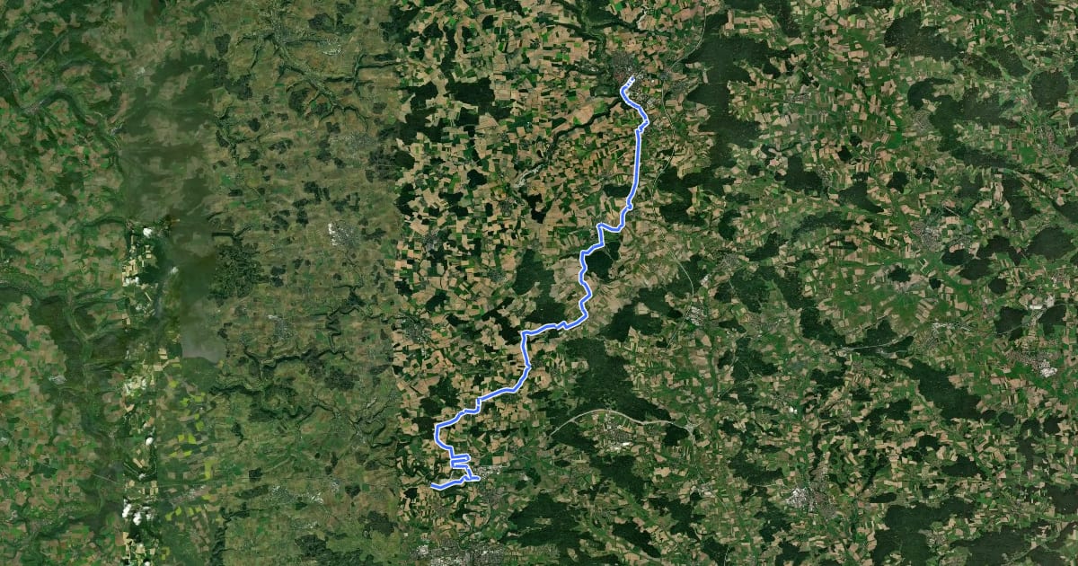 Маршрут Tauber-Jagst-Weg на спутниковом снимке