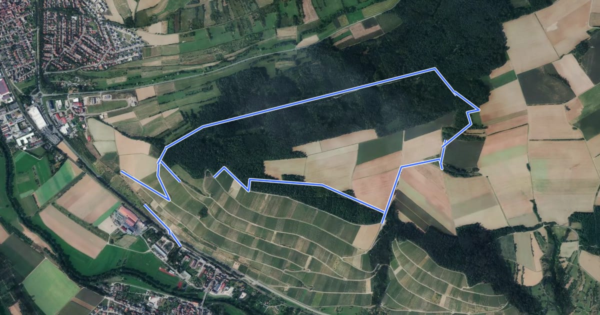 Маршрут Tauberberghöhenweg на спутниковом снимке