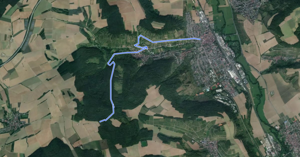 Маршрут Tauberschwarzweg Beckstein на спутниковом снимке