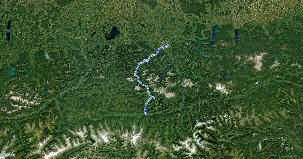 Маршрут Tauernradweg, Etappe Salzburg - Zell am See на спутниковом снимке