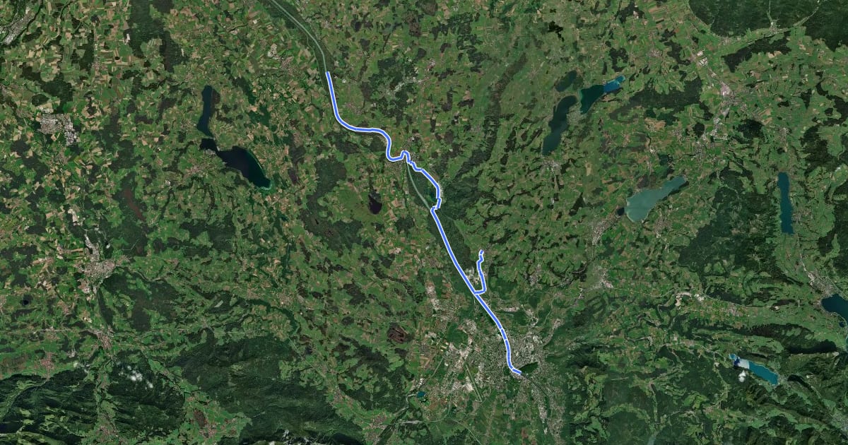 Маршрут Tauernradweg (Stadt Salzburg - Landesgrenze Oberösterreich) на спутниковом снимке