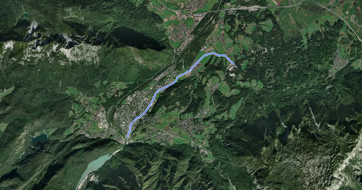 Маршрут Tauernradweg - Variante Marzoll на спутниковом снимке