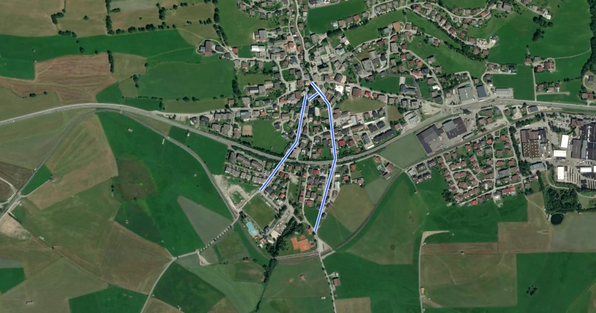 Маршрут Tauernradweg - Variante Piesendorf на спутниковом снимке