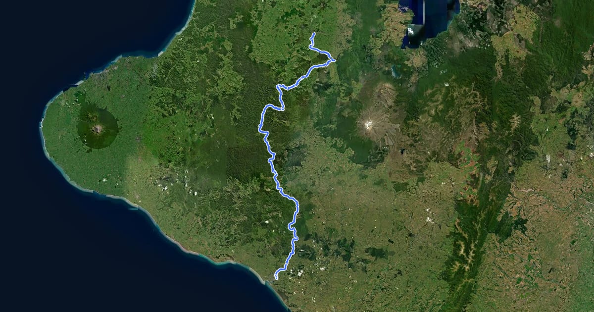 Маршрут Taumarunui Whanganui Tour Aotearoa на спутниковом снимке