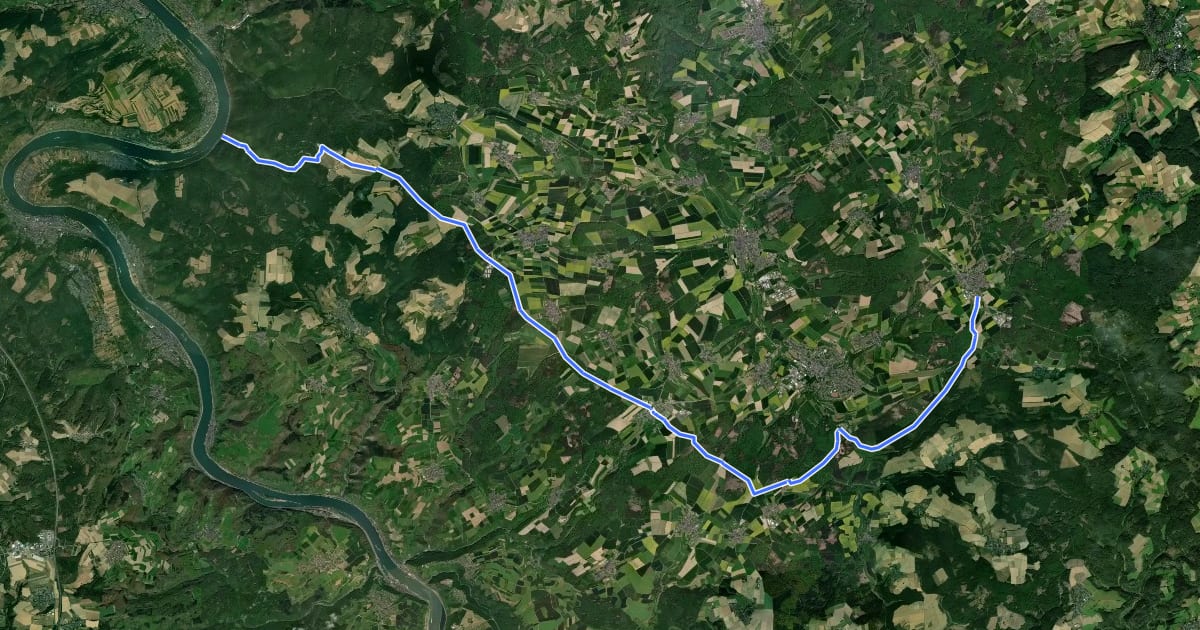 Маршрут Taunus-Höhenweg (TH) на спутниковом снимке