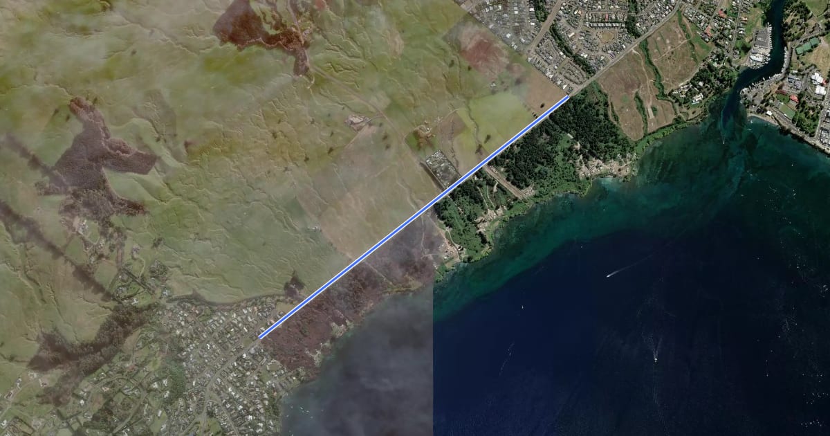 Маршрут Taupo to Acacia Bay Cycleway на спутниковом снимке