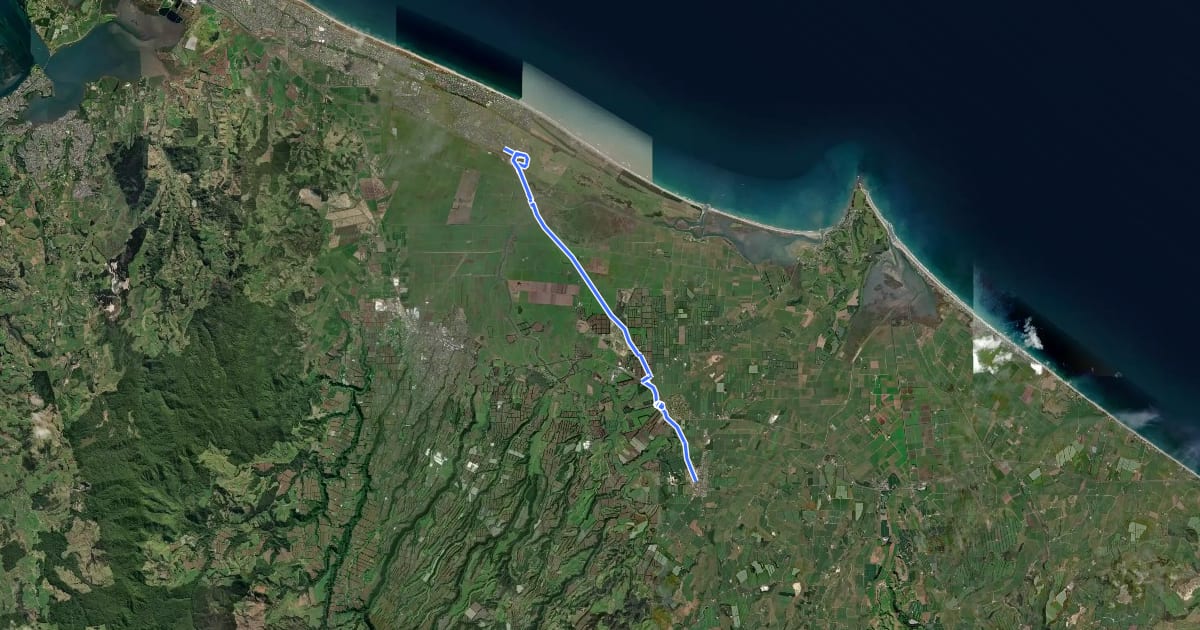 Маршрут Tauranga Eastern Link Cycleway на спутниковом снимке