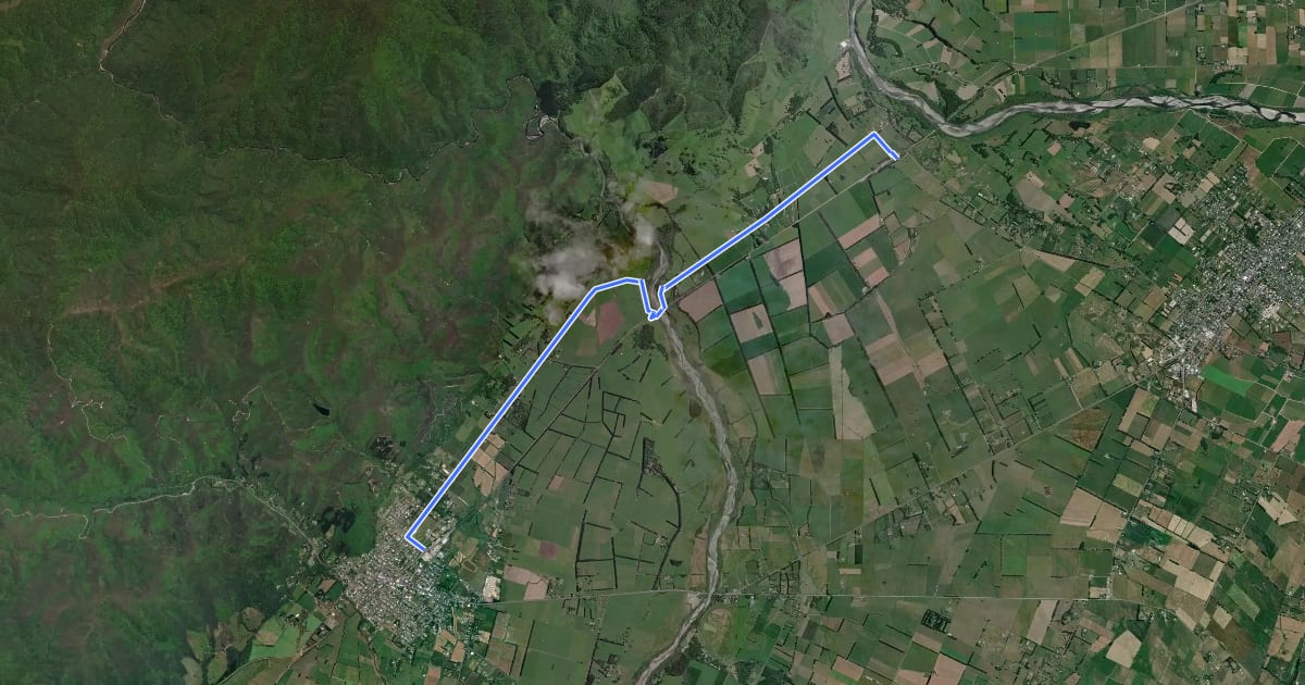 Маршрут Tauwharenīkau Trail на спутниковом снимке