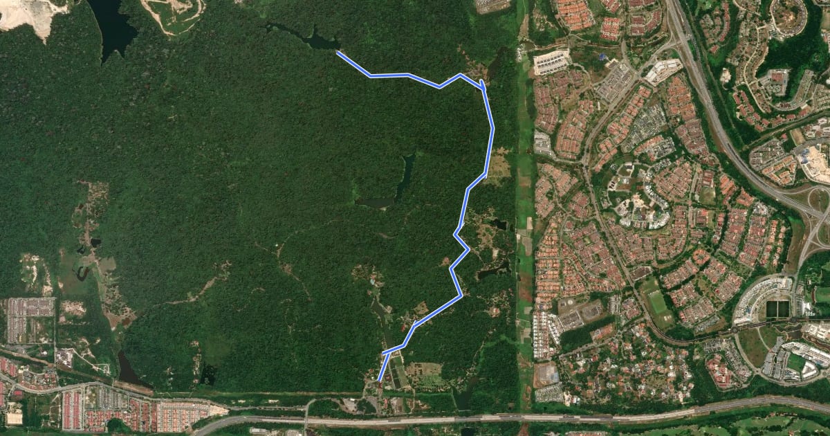Маршрут TBNSA: Laluan Pendakian Empangan Sungai Baru на спутниковом снимке