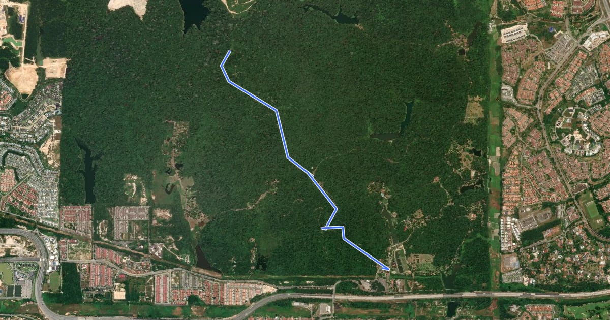 Маршрут TBNSA: Laluan Pendakian Utama Bukit Sapu Tangan на спутниковом снимке