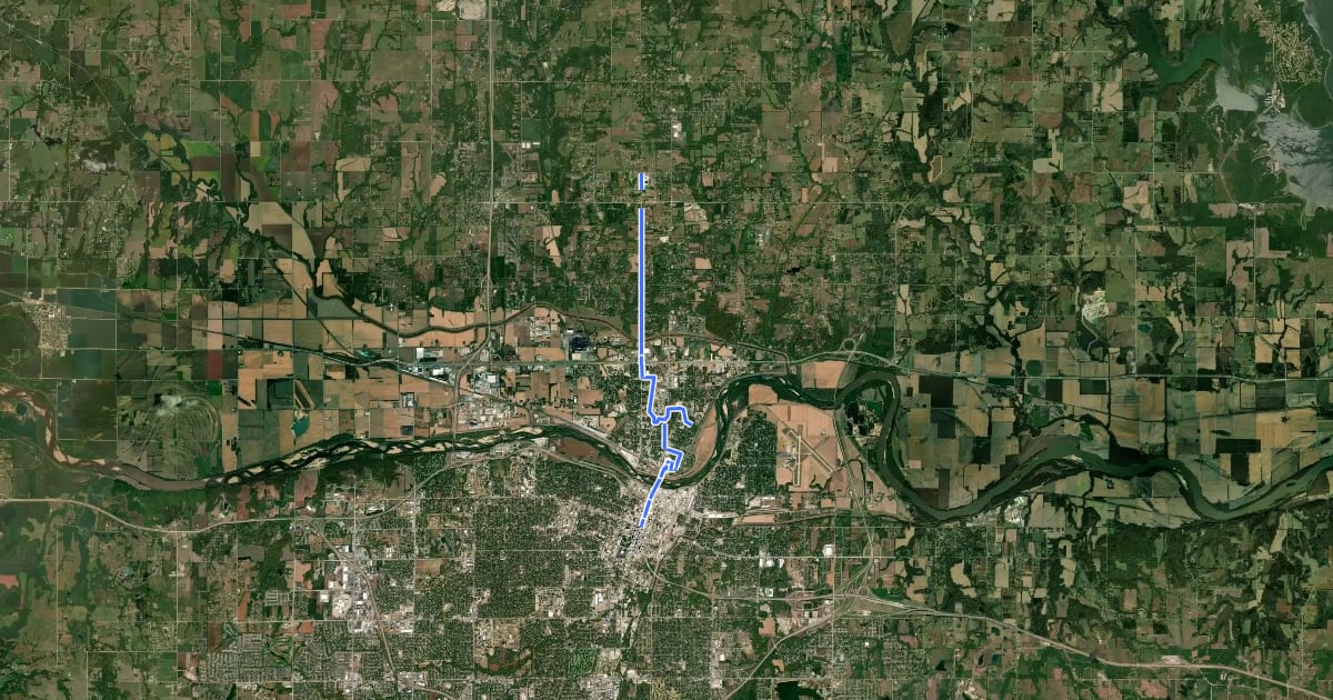 Маршрут TBW 23 - North Topeka Bikeway на спутниковом снимке