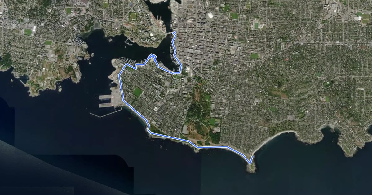 Маршрут TCT: Trans-Canada Trail (Vancouver Island) на спутниковом снимке