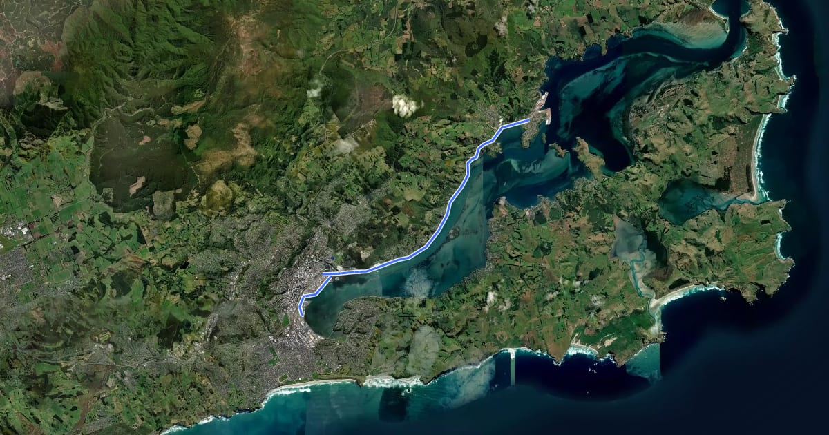 Маршрут Te Ara Moana - SH88 section of Te Aka Ōtākou на спутниковом снимке