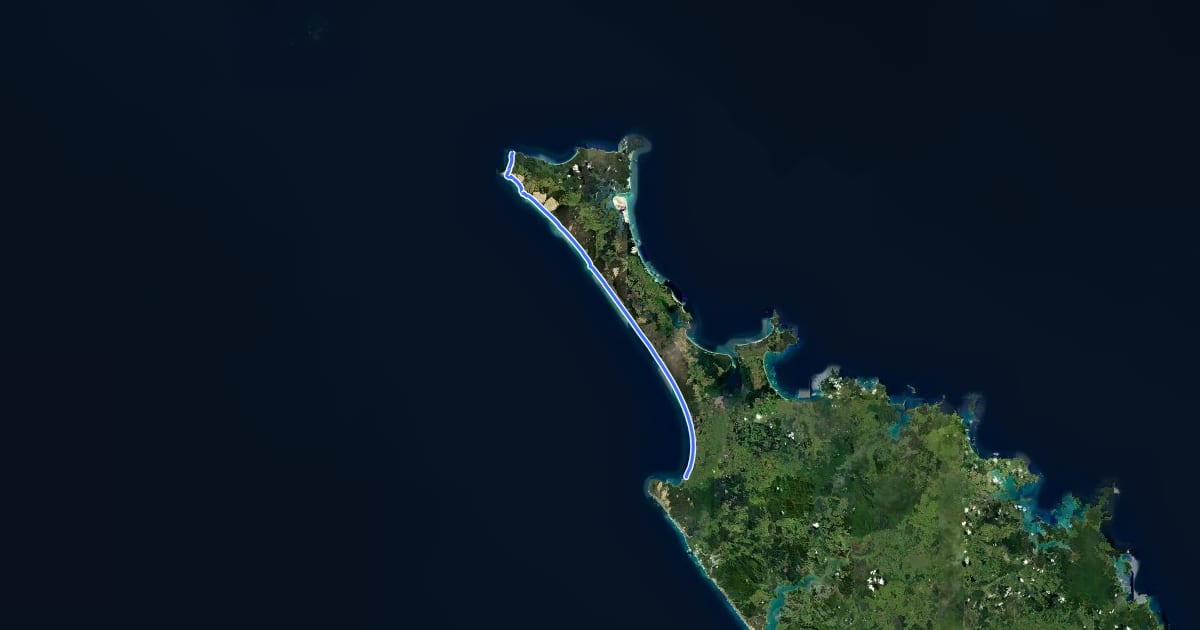 Маршрут Te Araroa - 01 Northland - a Cape Reinga to Ahipara на спутниковом снимке