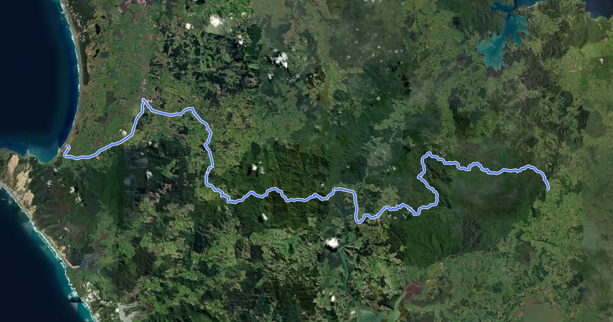 Маршрут Te Araroa - 01 Northland - b Ahipara to Puketi Recreation Centre, Waiare Rd на спутниковом снимке