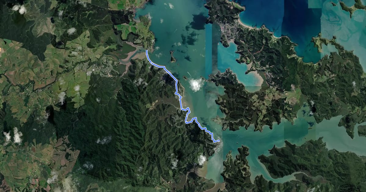 Маршрут Te Araroa - 01 Northland - e Waitangi Bridge to Opua на спутниковом снимке