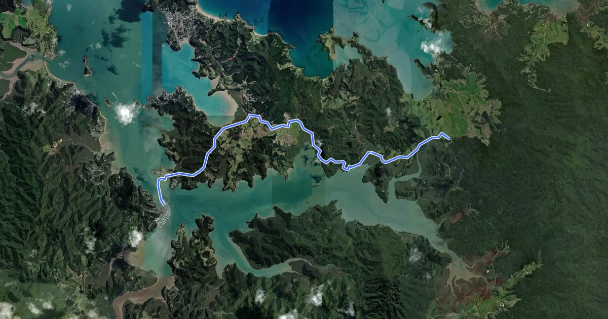 Маршрут Te Araroa - 01 Northland - f Opua to Waikare на спутниковом снимке