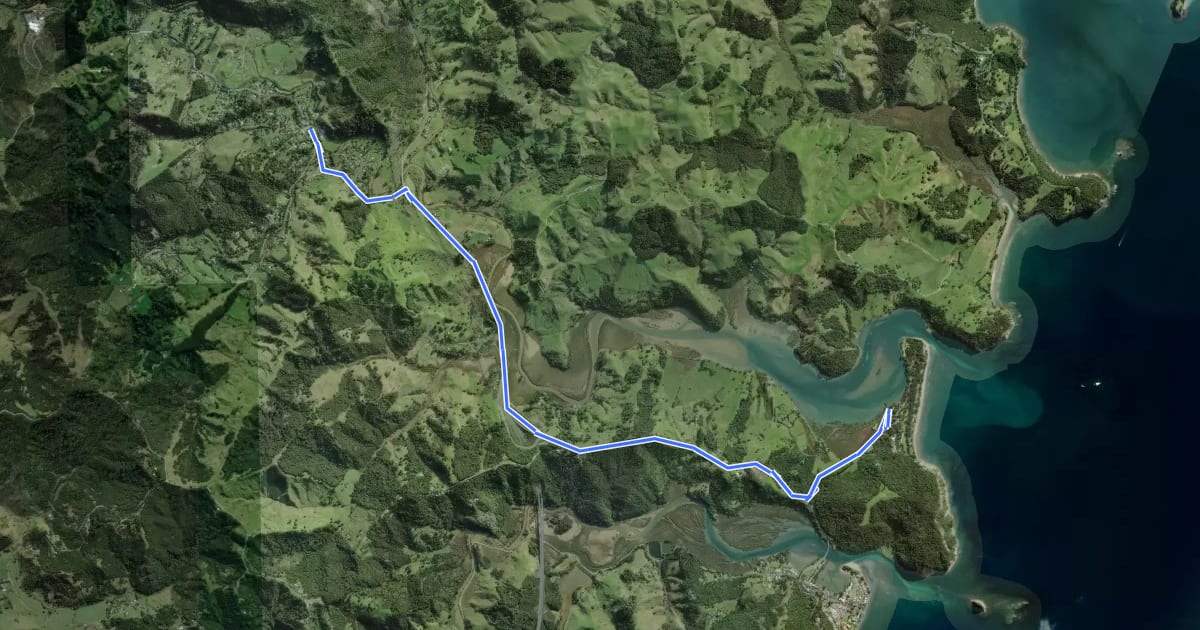 Маршрут Te Araroa - 02 Auckland - e Puhoi to Wenderholm Kayak на спутниковом снимке