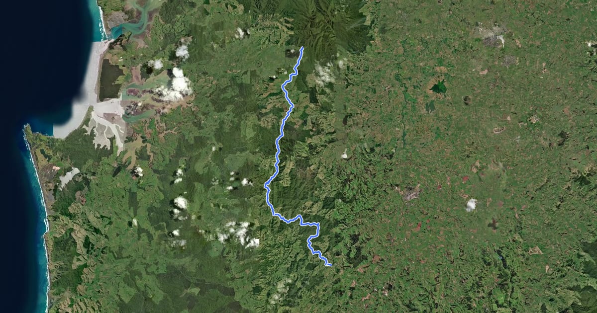 Маршрут Te Araroa - 03 Waikato - h Pirongia to Waitomo на спутниковом снимке