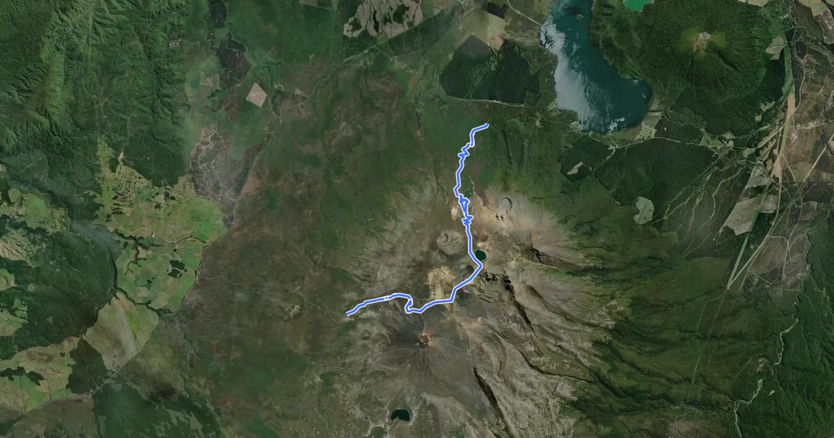 Маршрут Te Araroa - 04 Manawatū-Whanganui - c Tongariro Alpine Crossing на спутниковом снимке